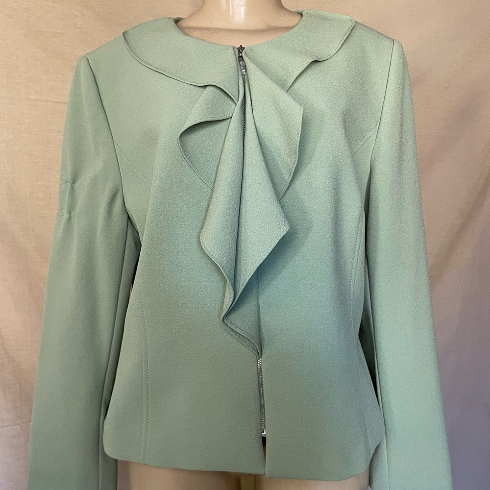 Elegant Mint Green Blouse with Zipper